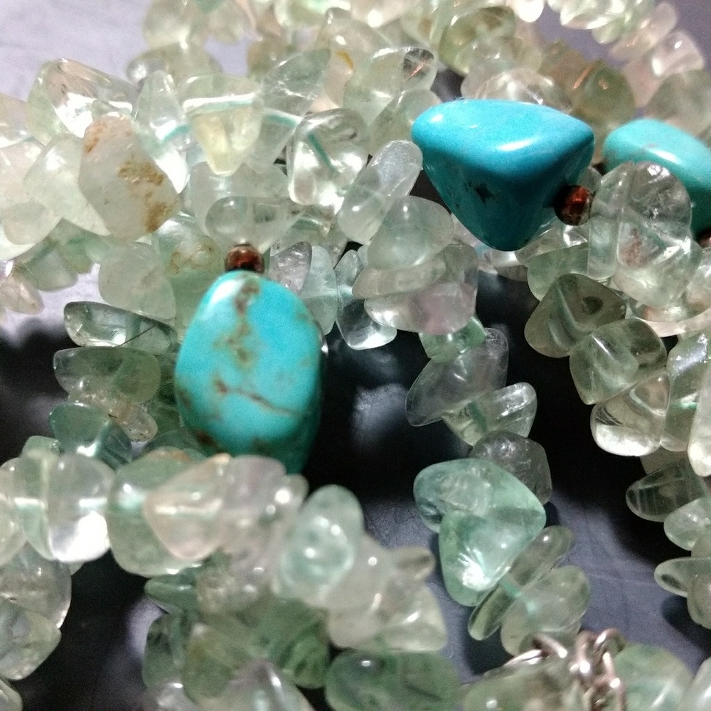 Vintage Chrysobery & Turquoise Sterling​ Silver Necklace​ - Picture 3 of 4